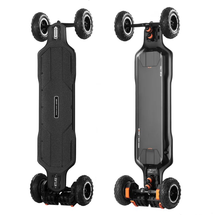 EXWAY® Atlas Pro All-Terrain Electric Skateboard view of top and bottom of board